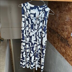 Navy and White Sleeveless Dress